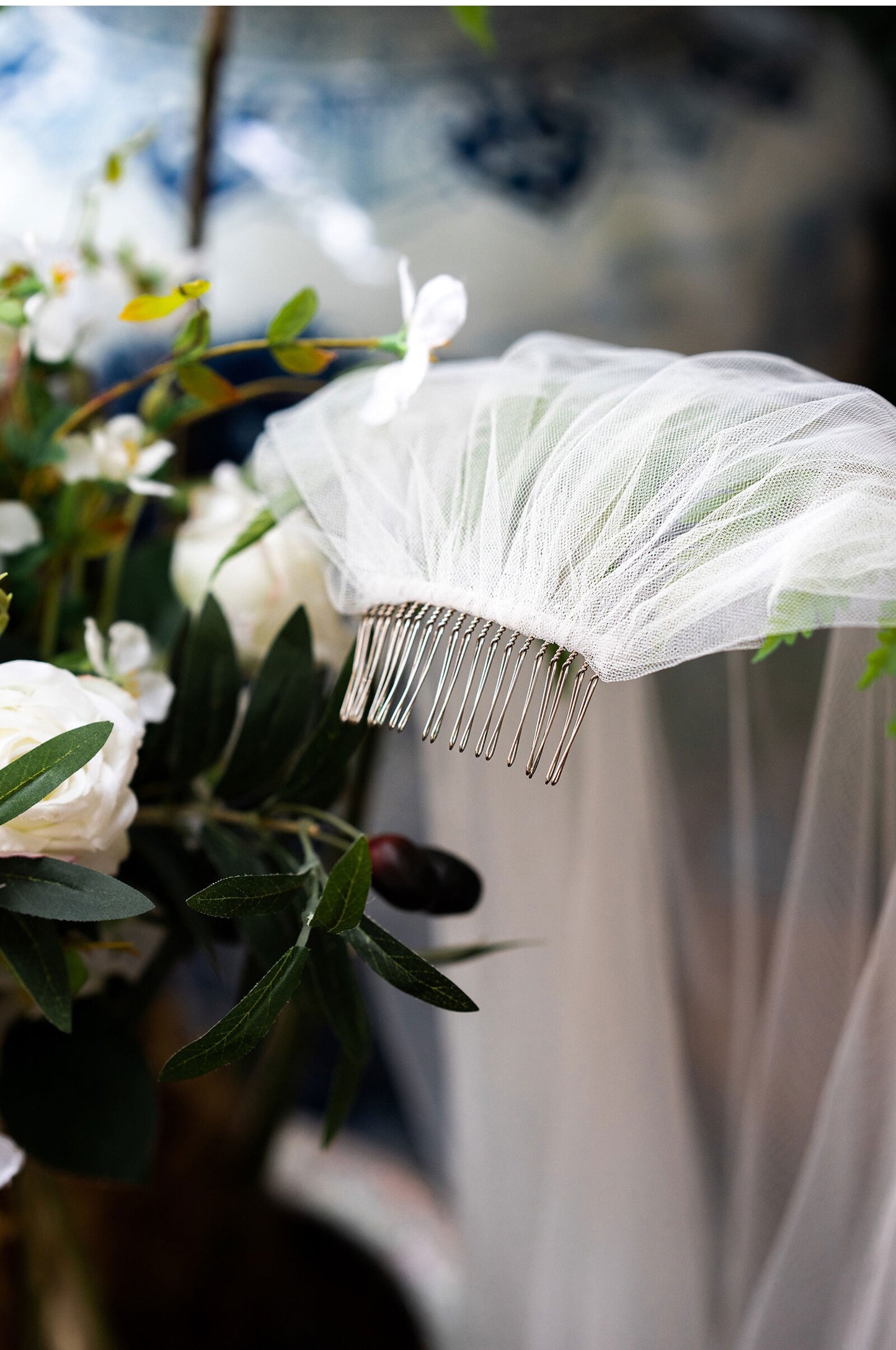 150cm two tier elbow length bridal veil with 70cm blusher and delicate beaded trimmed edge