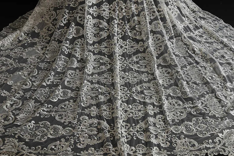 lace wedding cape with long cathedral train