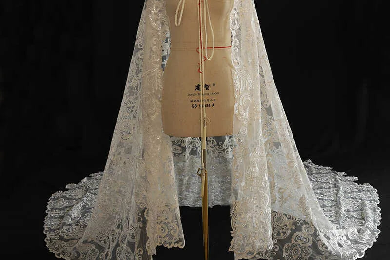 hooded lace bridal cloak for wedding ceremony