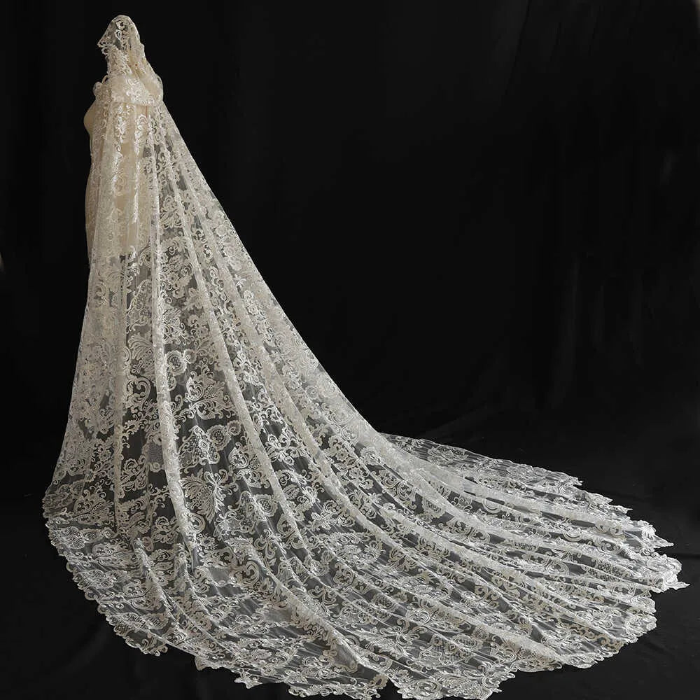 floral lace hooded wedding cape detail