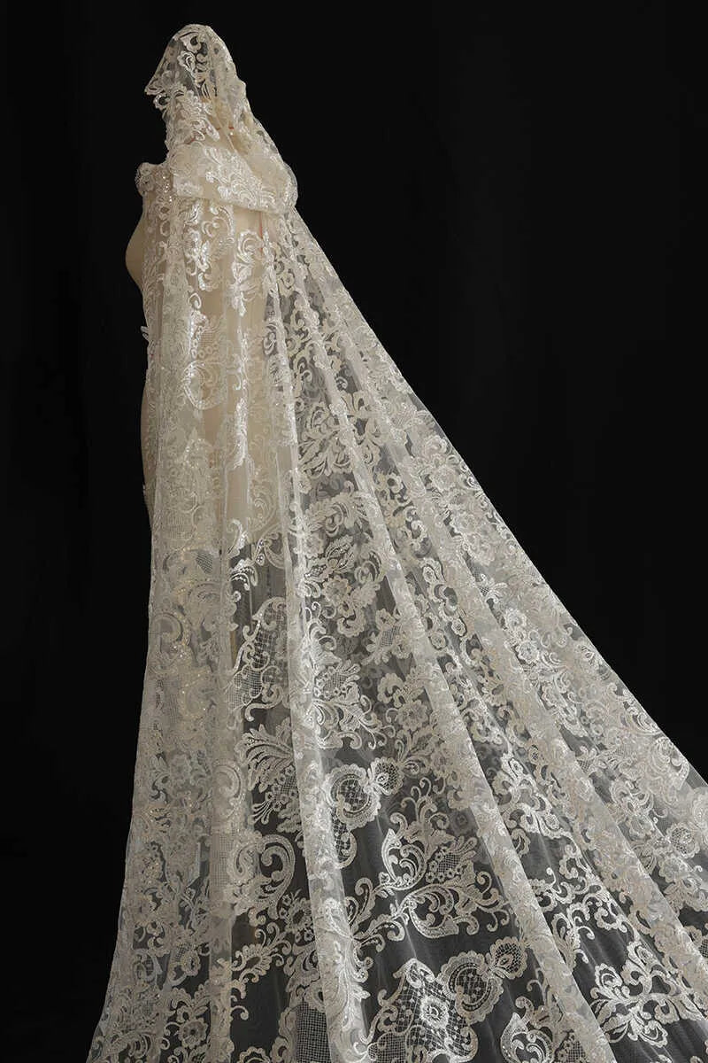 260cm wide lace wedding cape