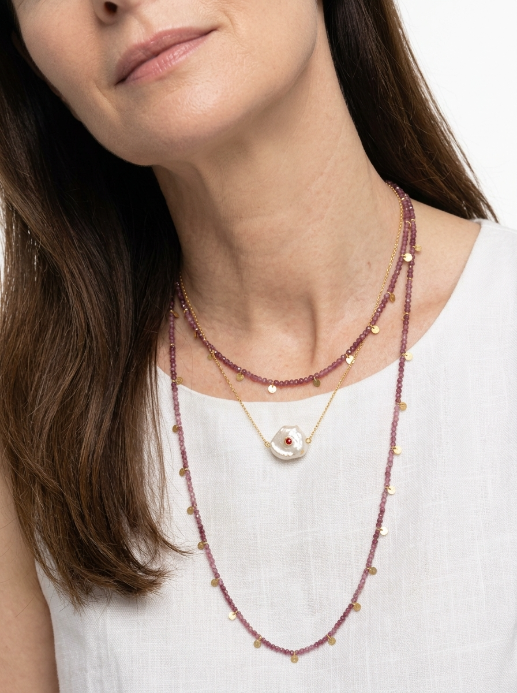 Ruby Petal Baroque Pearl Necklace--736