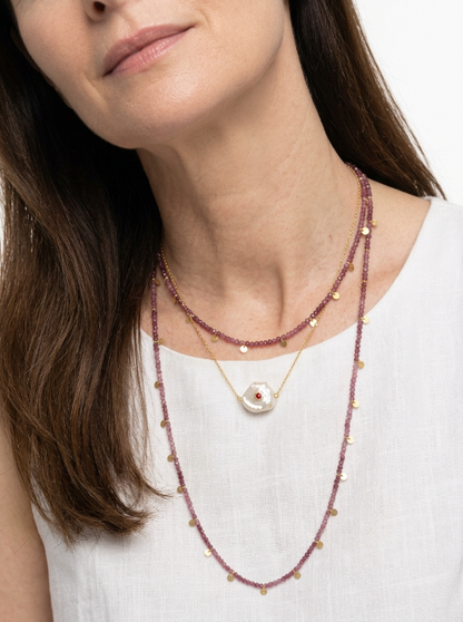 Ruby Petal Baroque Pearl Necklace--736
