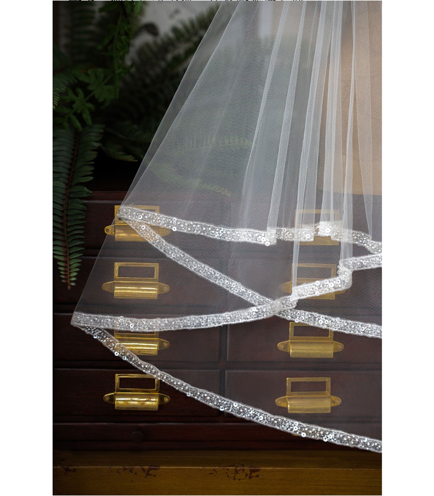 415cm royal cathedral length two tier bridal veil with 145cm blusher and delicate beaded trim