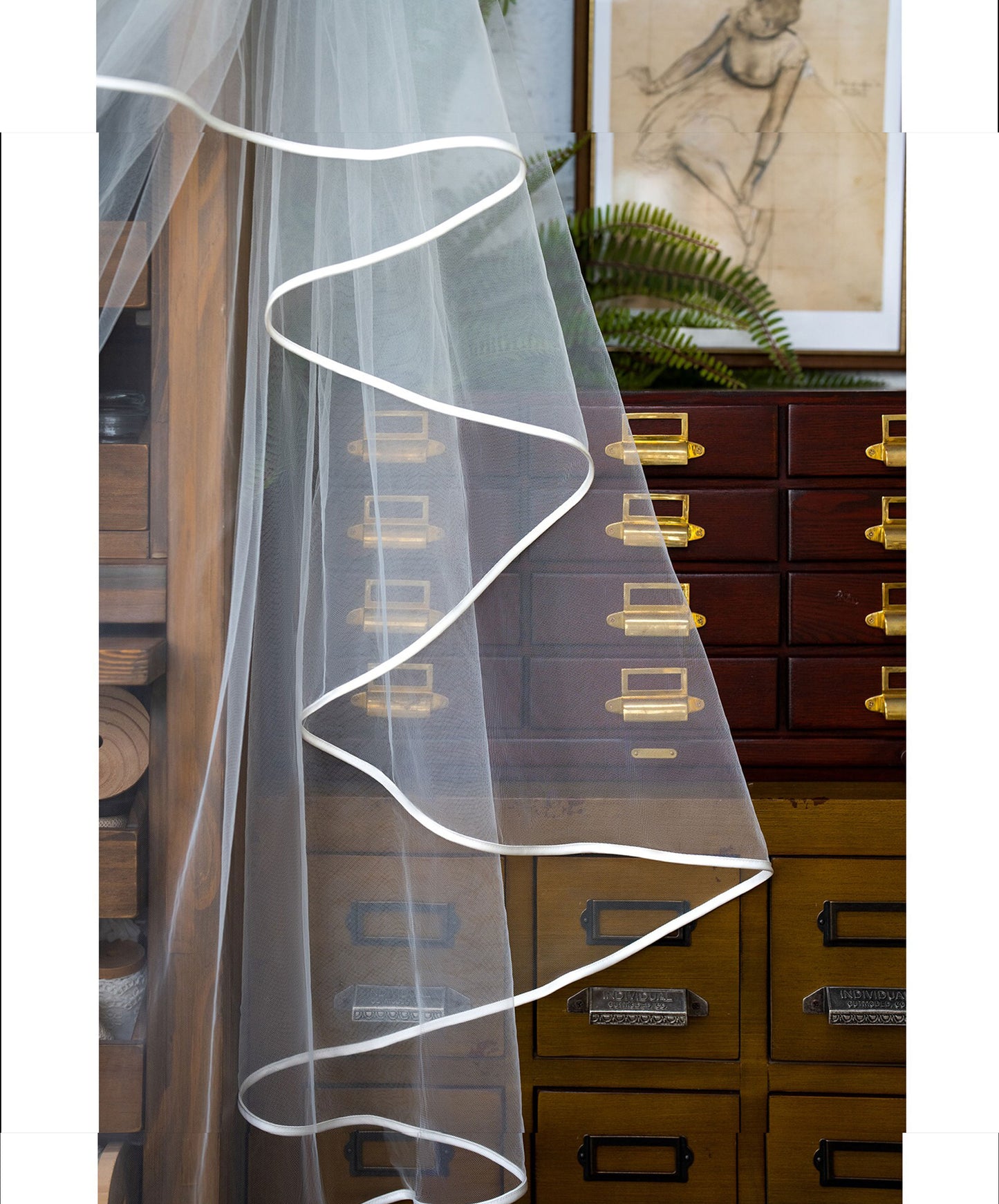 380cm royal cathedral length two tier bridal veil with blusher and ribbon horsehair edge trim