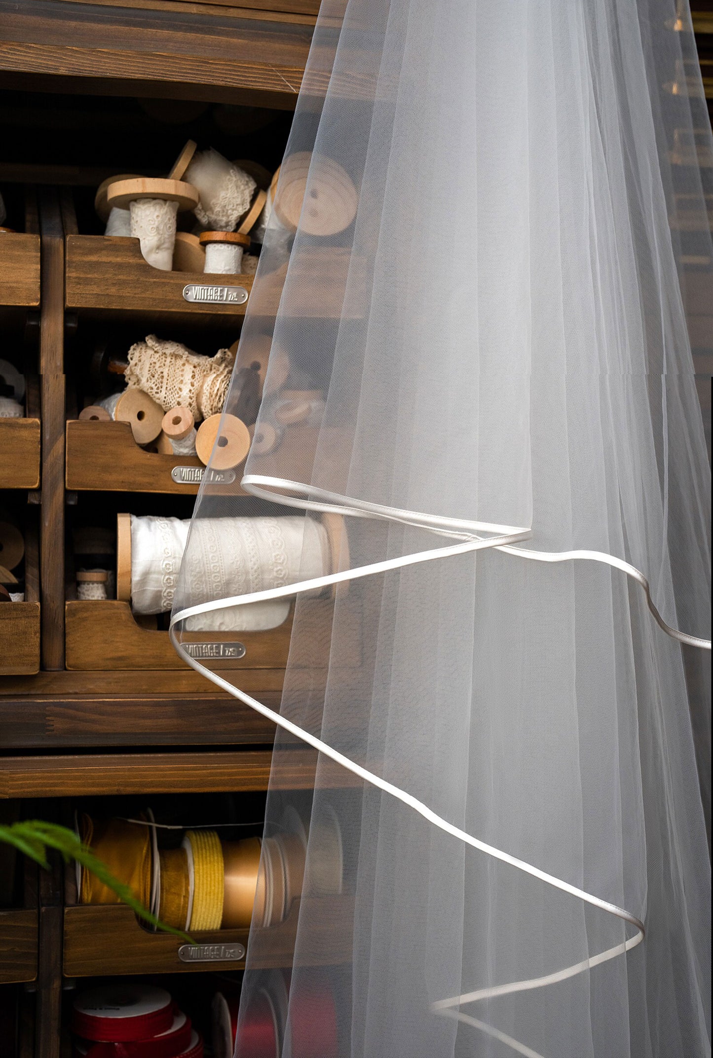380cm royal cathedral length two tier bridal veil with blusher and ribbon horsehair edge trim