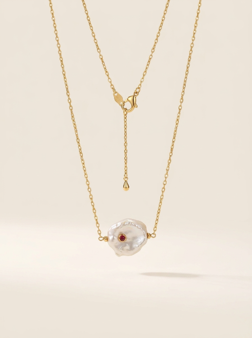 Ruby Petal Baroque Pearl Necklace--736