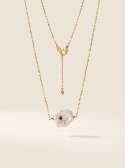 Ruby Petal Baroque Pearl Necklace--736