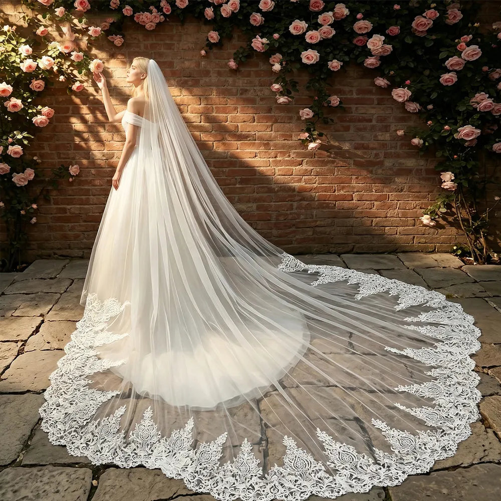 Lightweight high-transparency soft tulle mesh draping smoothly to show clear visibility of wedding dress back
