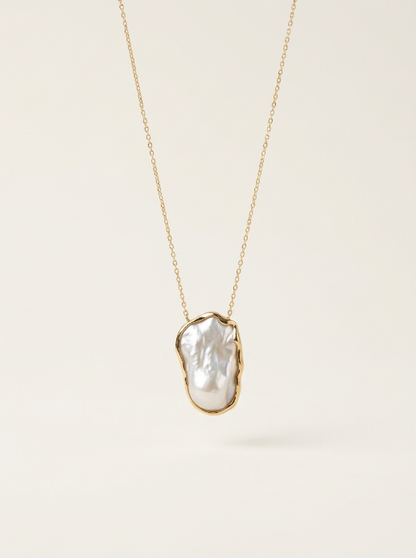 Wire Wrapped Border Baroque Pearl Long Necklace for Bridal & Evening Wear--758