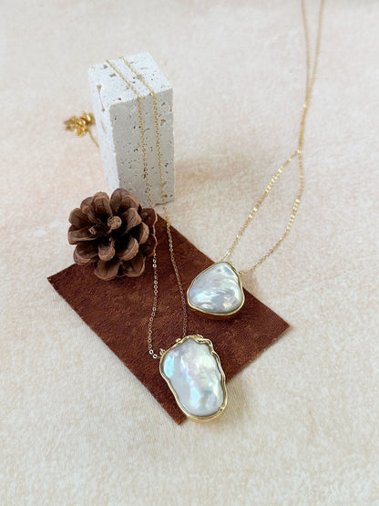 Wire Wrapped Border Baroque Pearl Long Necklace for Bridal & Evening Wear--758